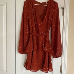 Polka Dot Chiffon V-neck Dress